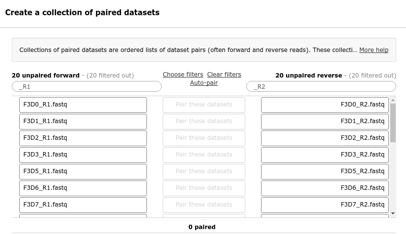 List of suggested paired datasets